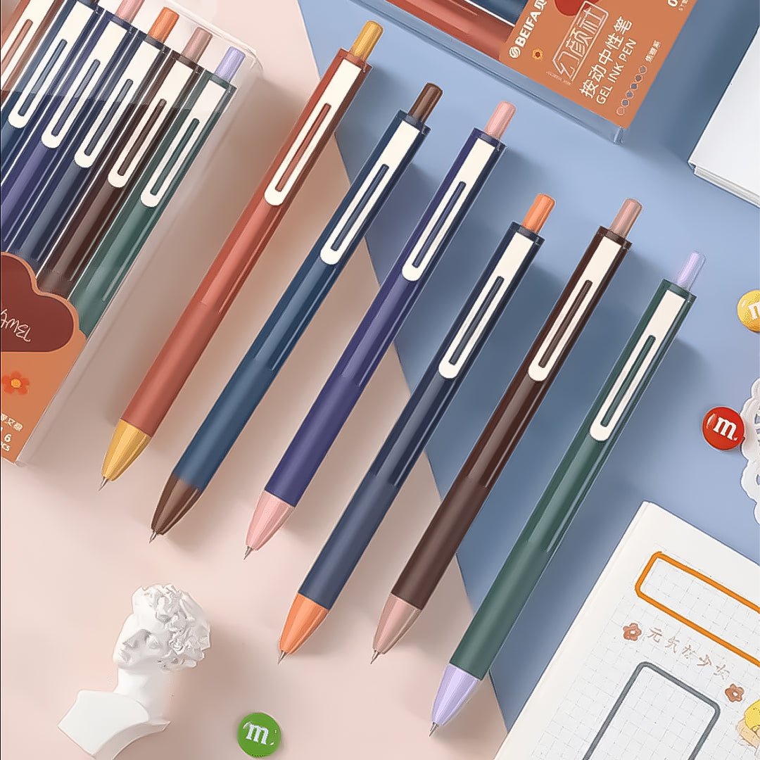 Beifa Caramel Press Neutral Gel Pens 6 Pack