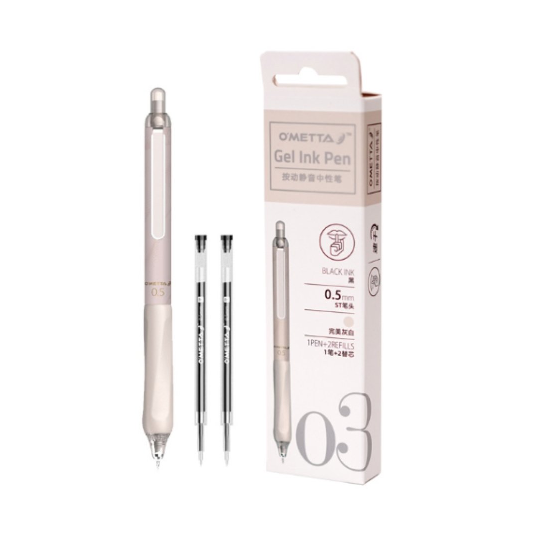 Beifa Ometta-03 0.5mm Gel Ink Pen-1 pen with 2 refills 0.5mm Beige