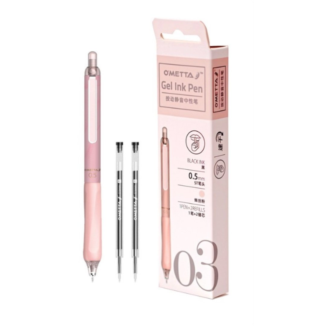 Beifa Ometta-03 0.5mm Gel Ink Pen-1 pen with 2 refills 0.5mm Pink