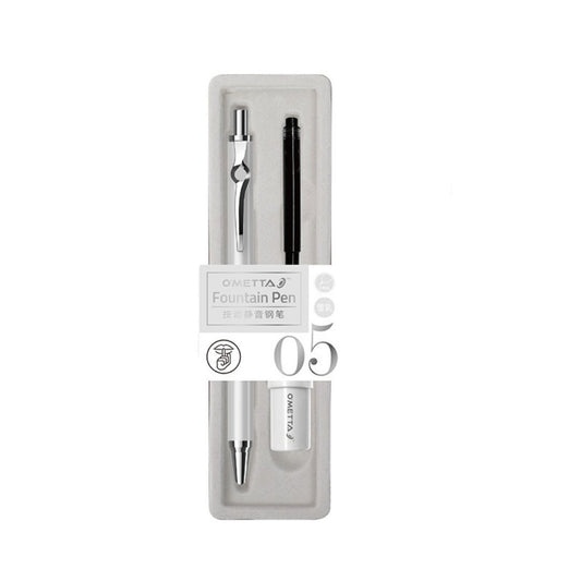 Beifa Ometta No-Noise Retractable Fountain Pen with Ink Cartridge 0.38mm White
