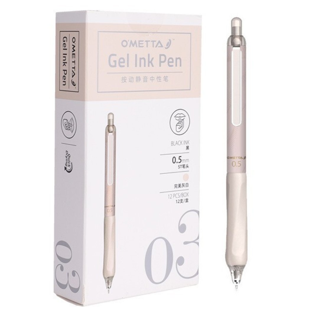 Beifa Ometta Push Silent Gel Pen with 2 Refills Brown