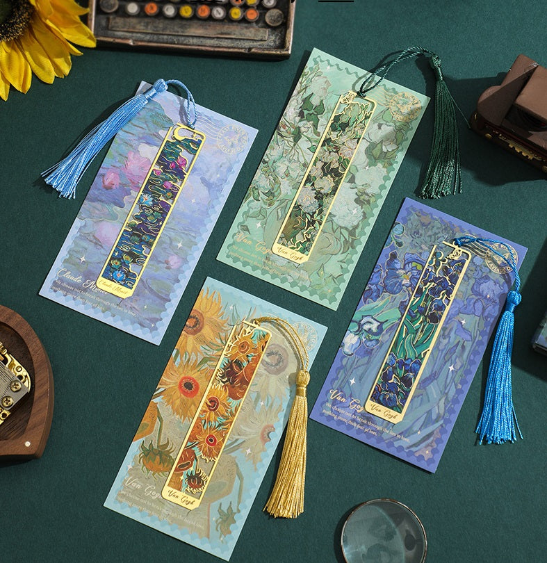 4 Pack Flower Shadow Metal Bookmarks