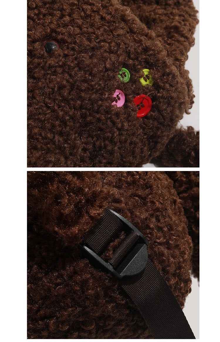 Cute Brown Furry Dog Backpack – Mini Cartoon Shoulder Bag for Girls/Students