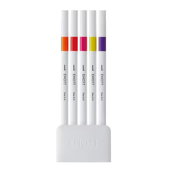 Uni EMOTT Water-Based Felt-Tip Marker Pens 5 Color Set