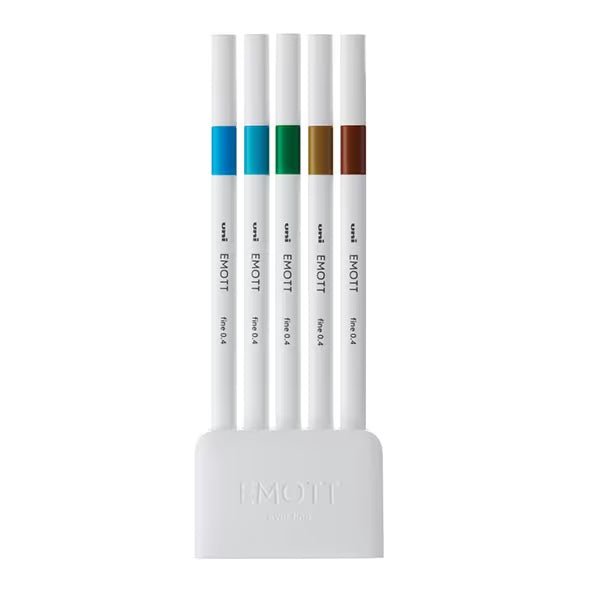 Uni EMOTT Water-Based Felt-Tip Marker Pens 5 Color Set