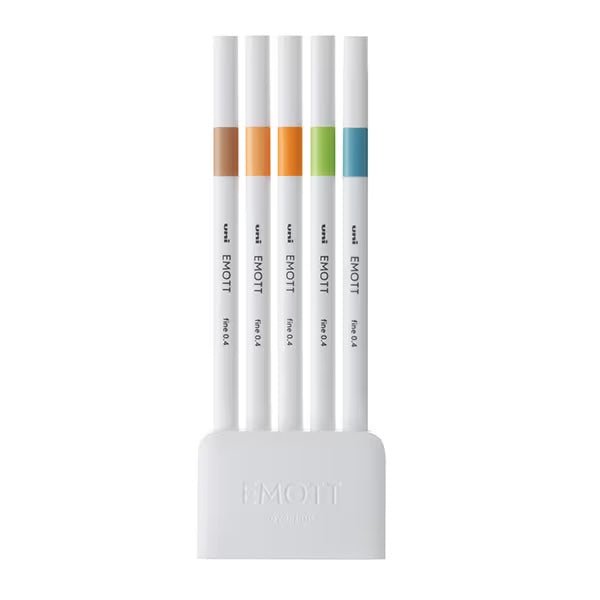 Uni EMOTT Water-Based Felt-Tip Marker Pens 5 Color Set