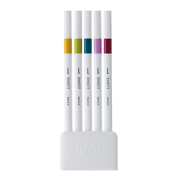 Uni EMOTT Water-Based Felt-Tip Marker Pens 5 Color Set