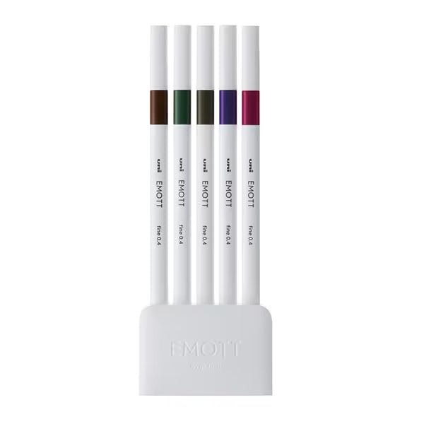Uni EMOTT Water-Based Felt-Tip Marker Pens 5 Color Set