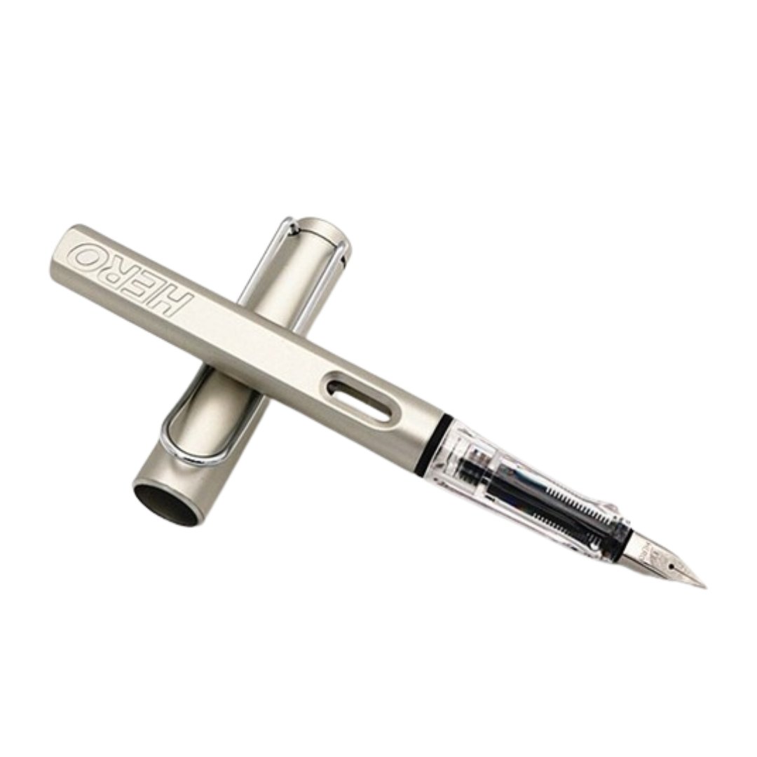 Hero 359B Dazzle Fountain Pen Old Silver