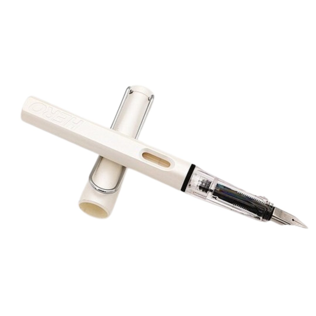 Hero 359B Dazzle Fountain Pen White