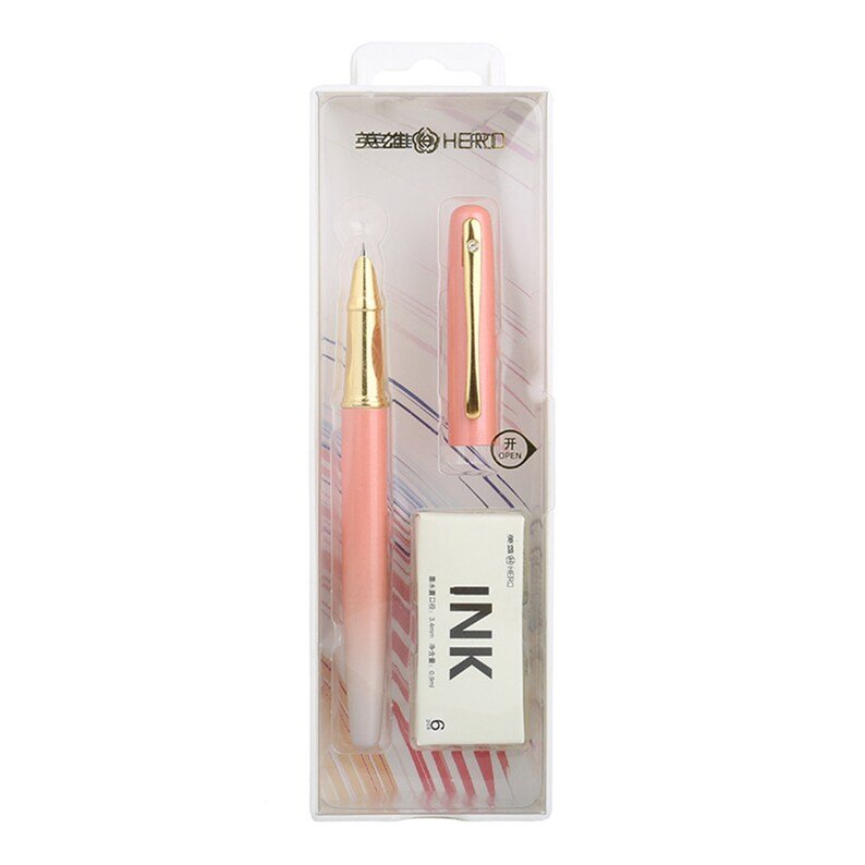 Hero 6179A Fountain Pen and Ink Gift Set Orange