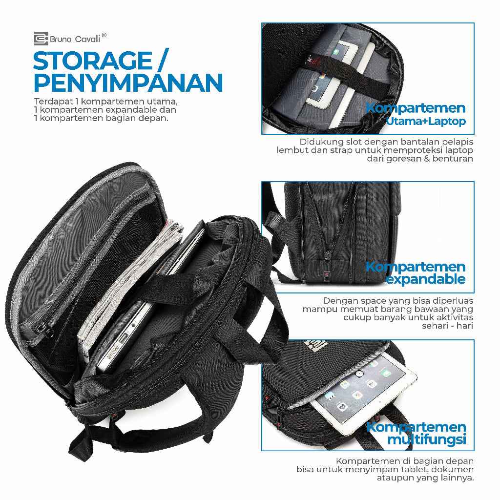 Bruno Cavalli Slim Lightweight Laptop Backpack Bookbag for Work Business and College - TTpen