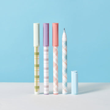 Kaco Jumbo Gel Ink Pen Plaid 4 Pack