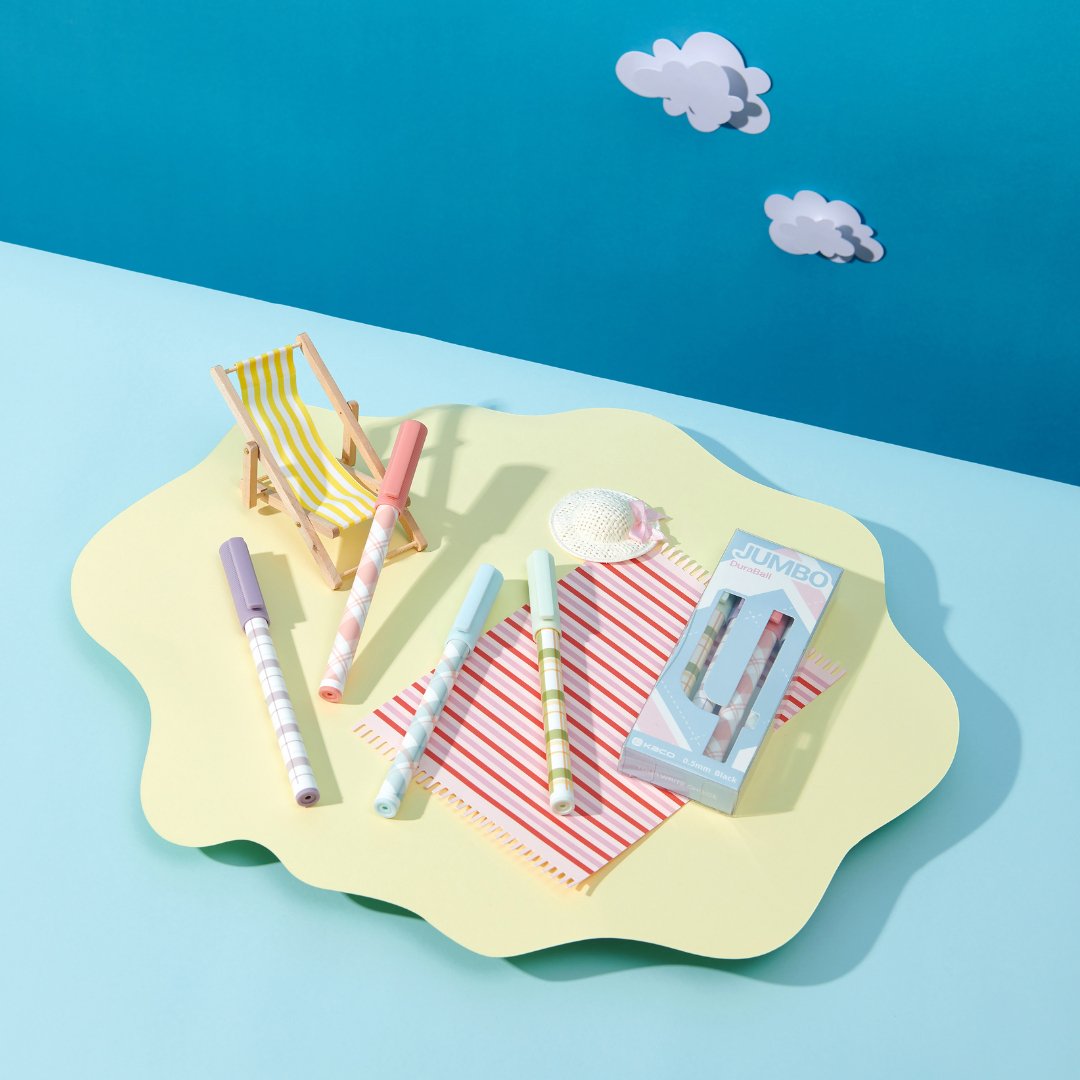 Kaco Jumbo Gel Ink Pen Plaid 4 Pack