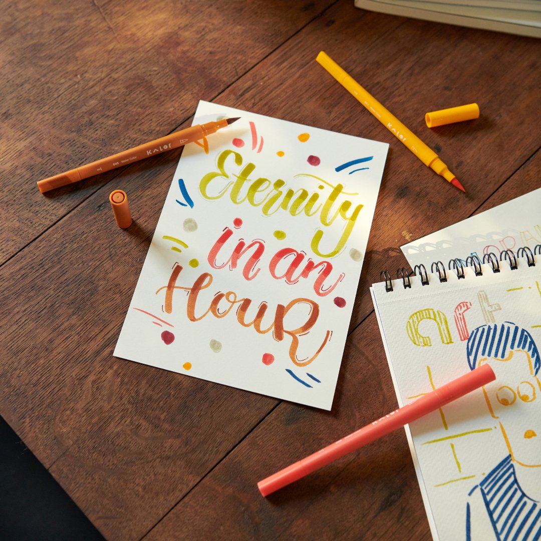 Kalor Watercolor Dual Tip Brush Pens 6 Pack