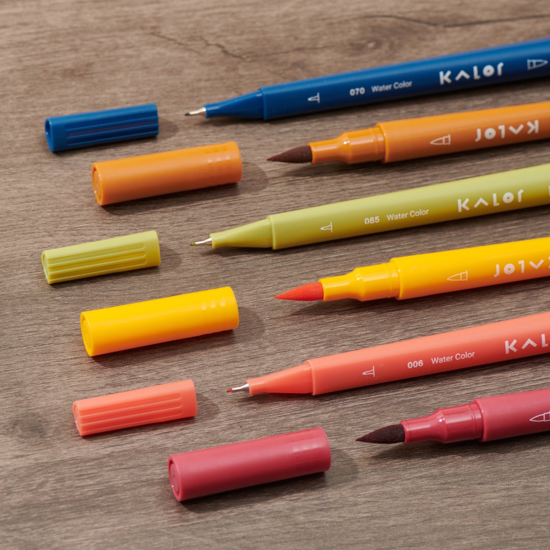 Kalor Watercolor Dual Tip Brush Pens 6 Pack
