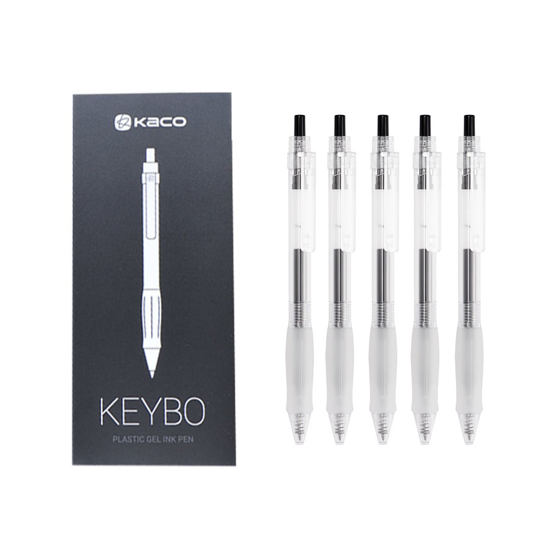 Kaco Keybo Transparent Gel Ink Pen- 5 Pack 0.5mm Black