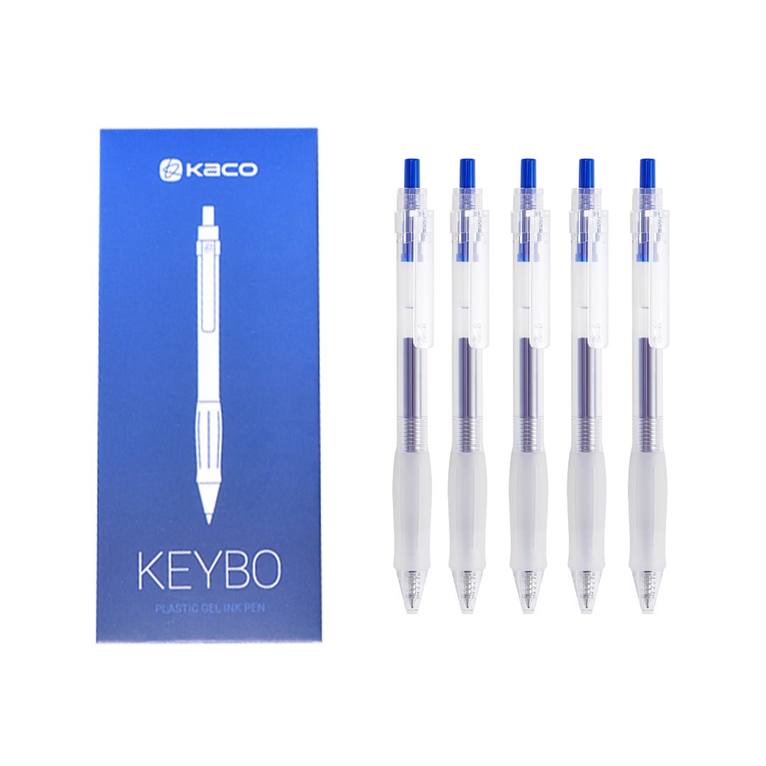 Kaco Keybo Transparent Gel Ink Pen- 5 Pack 0.5mm Blue