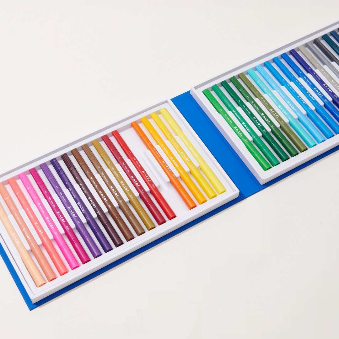 KALOR 36/100 Dual Tip Marker,Fineliner and Watercolor Brush Pens