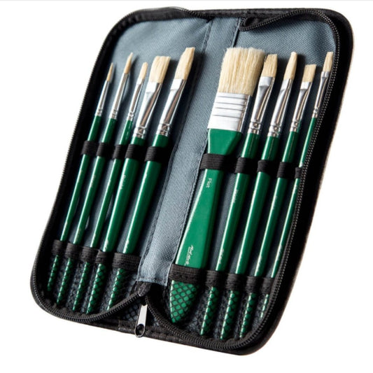 Mont Marte Brush Set In Wallet-Pack Of 11 Oil Brushes