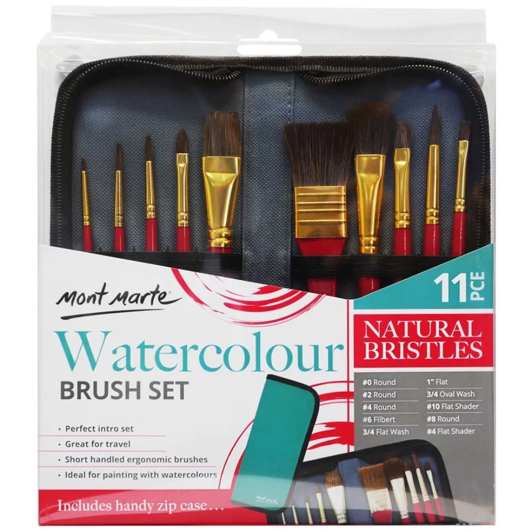 Mont Marte Brush Set In Wallet-Pack Of 11