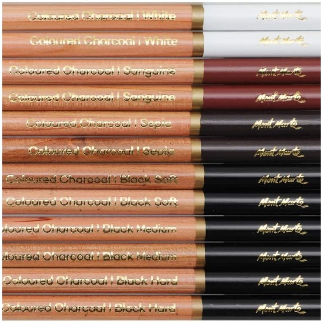 Mont Marte Coloured Charcoal Pencils - 12 Pack