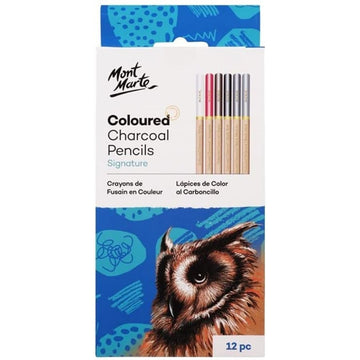 Mont Marte Coloured Charcoal Pencils - 12 Pack