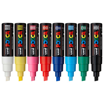 Uni Posca Paint Marker PC-8K,Broad Chisel Tips,8 Basic Colors