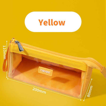 Never Large Capacity Canvas Transparent Candy Color Pencil Case