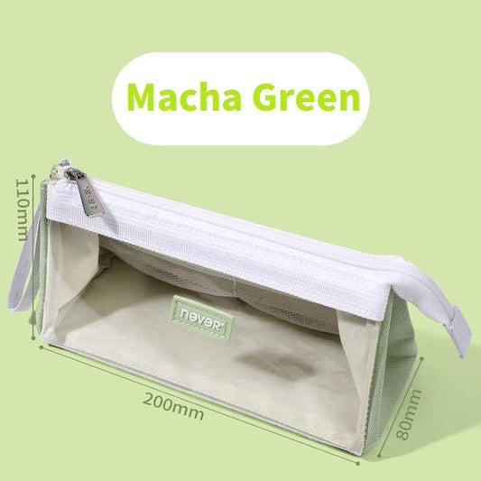 Never Large Capacity Canvas Transparent Candy Color Pencil Case