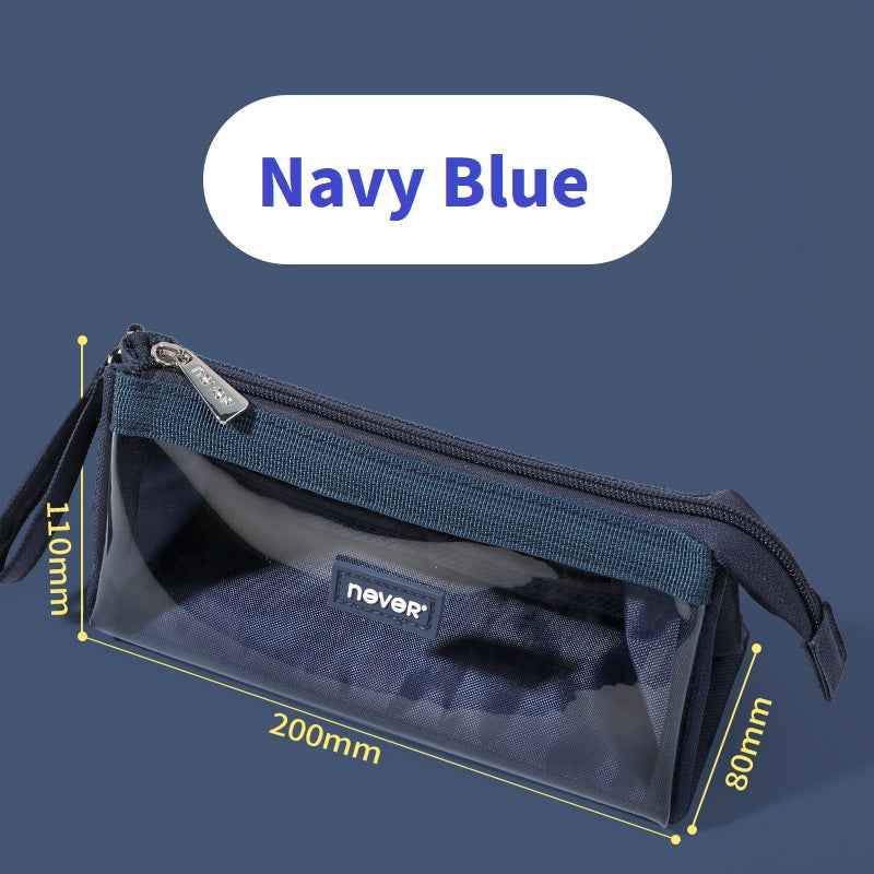 Never Large Capacity Canvas Transparent Candy Color Pencil Case