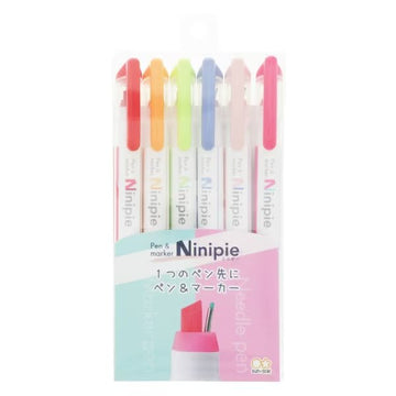 Sun-Star Ninipie Pen & Marker Highlighters 6 Color Set