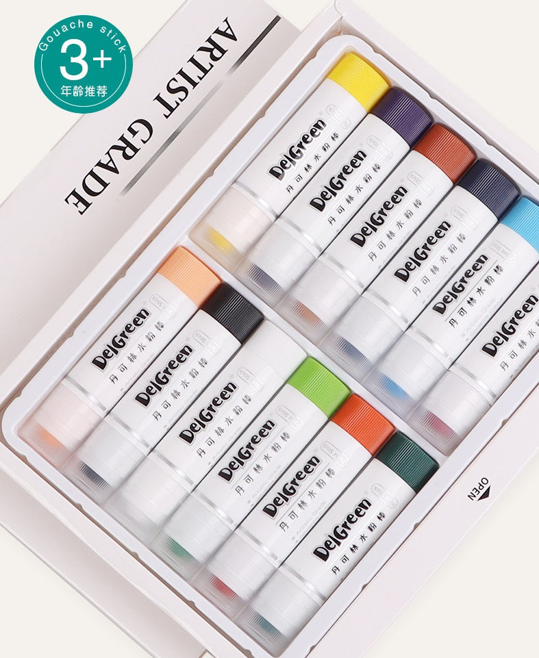 Deigreen Twist Up Tempera Gouache Paint Sticks 12 Color