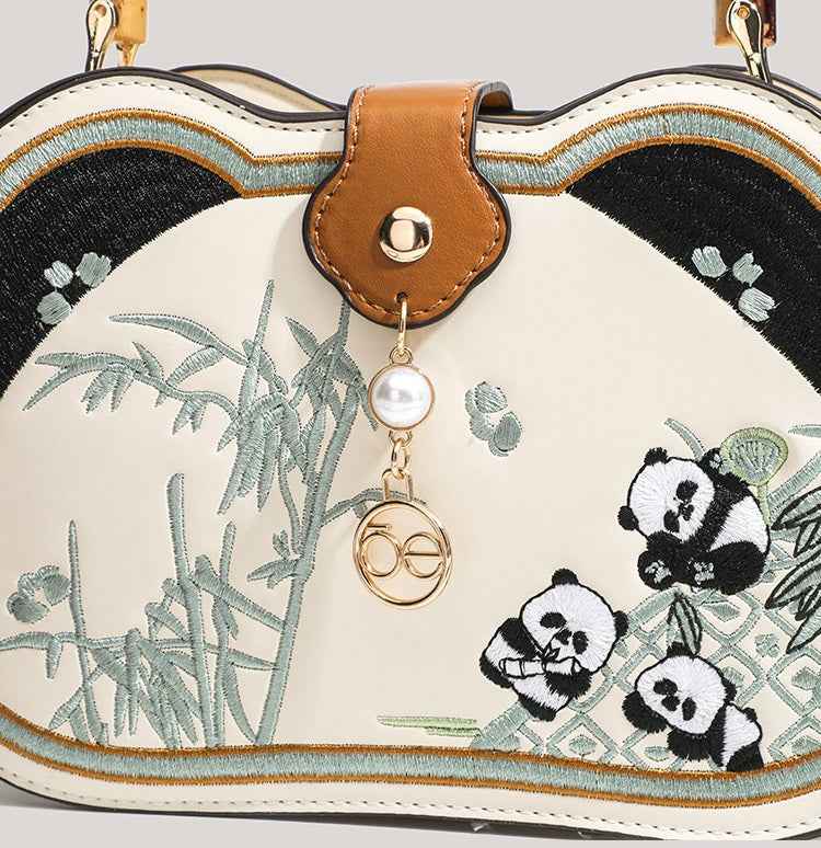 Unique Panda Handbag with Bamboo Handle – Stylish Crossbody Bag for Women
