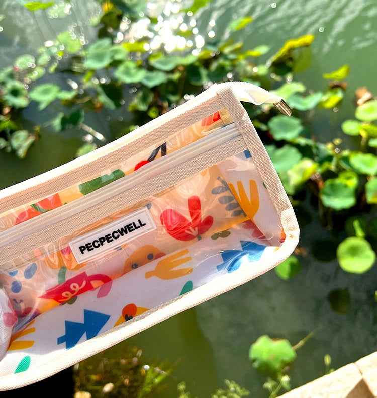 PECPECWELL Pencil Case with Window Cute Stationery Organizer for Girls