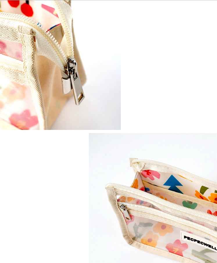 PECPECWELL Pencil Case with Window Cute Stationery Organizer for Girls