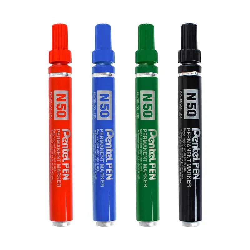 Pentel N50 Permanent Marker Pen Bullet Tip 4 Pack