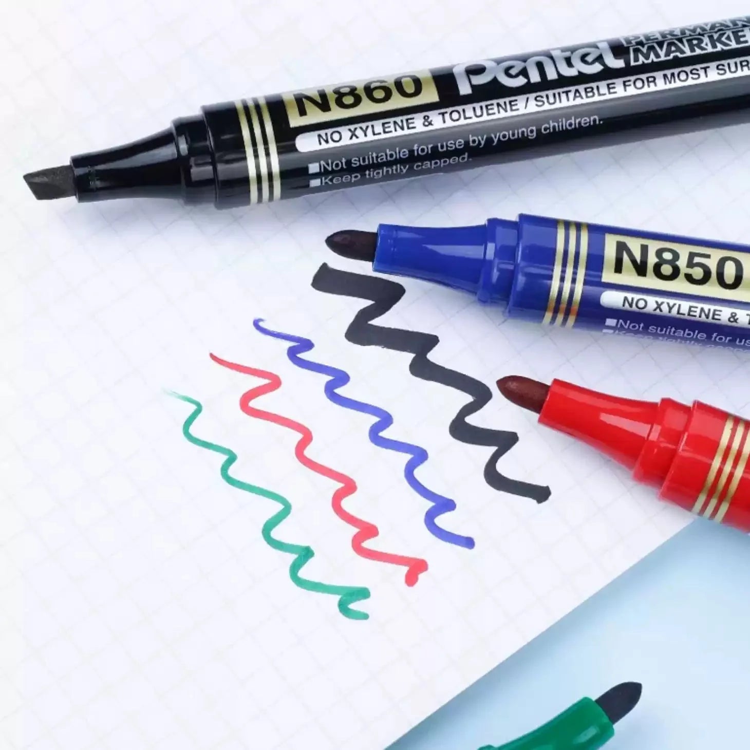 Pentel N850 Permanent Markers Bullet Point 4 Pack