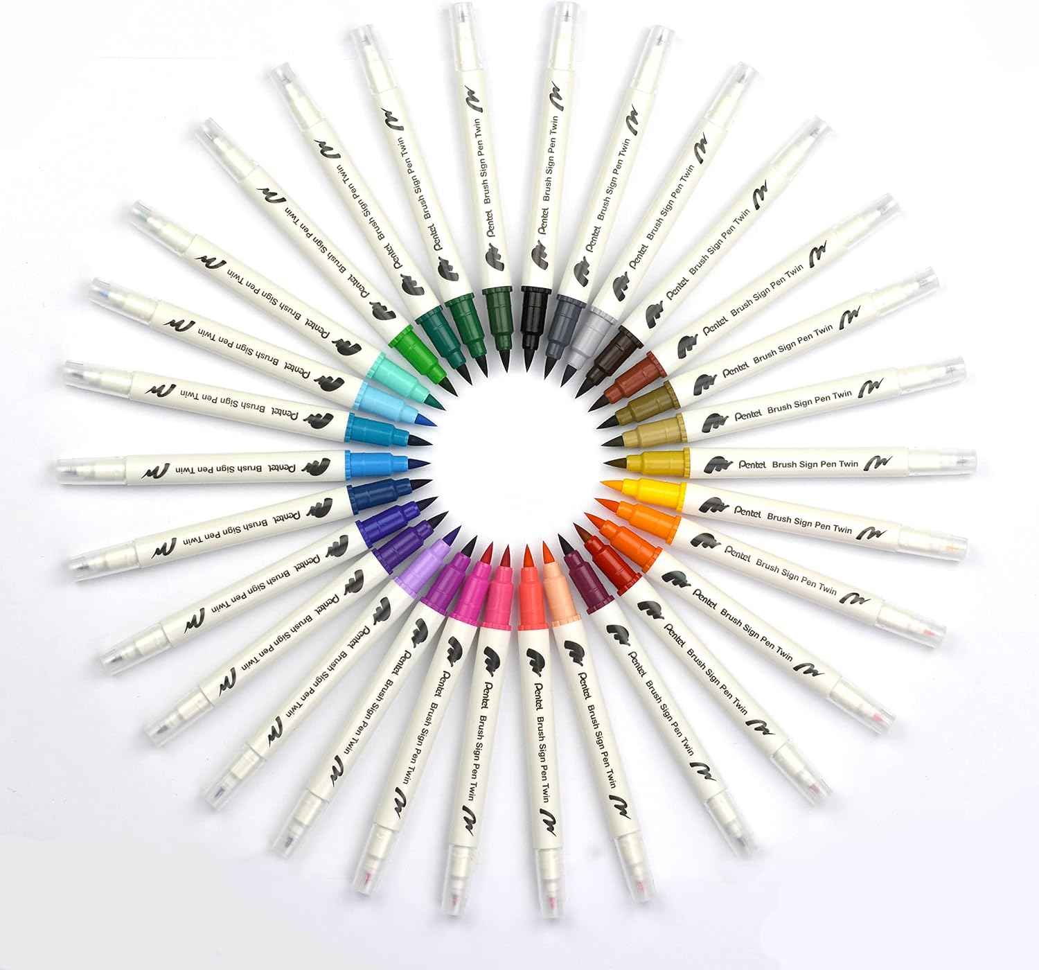 Pentel SESW30C Brush Sign Pen Twin, 12/18/24/30 Colour Set
