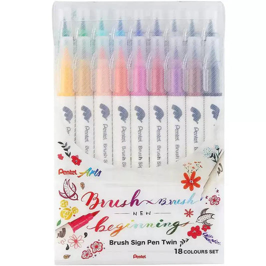 Pentel SESW30C Brush Sign Pen Twin, 12/18/24/30 Colour Set