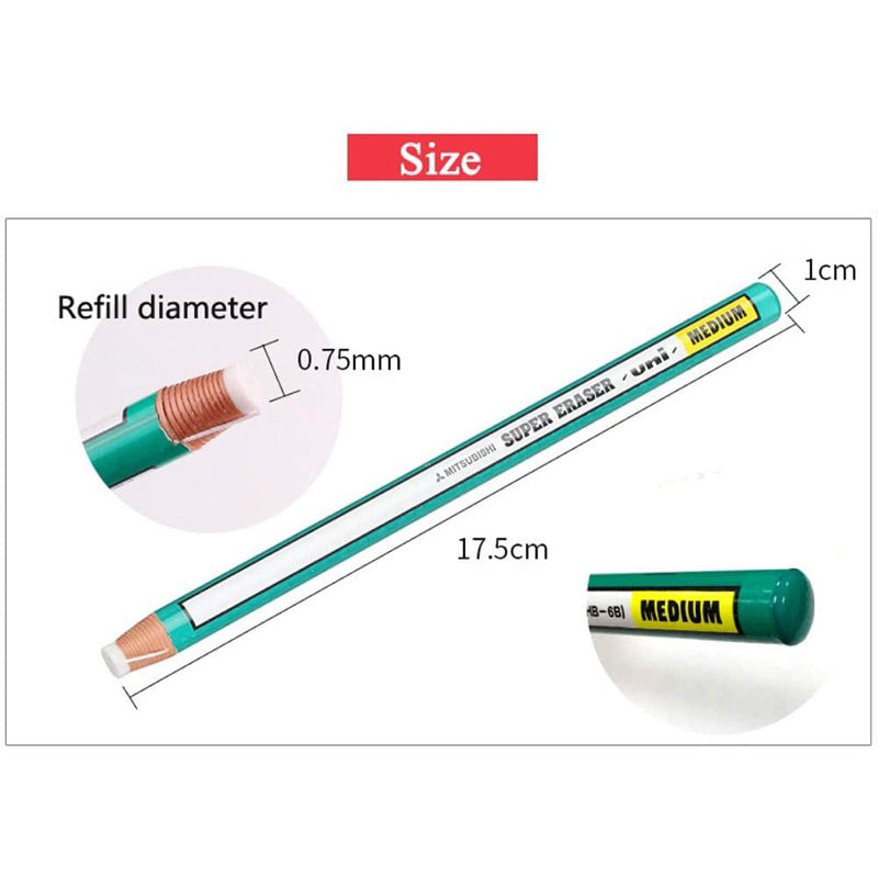 Mitsubishi Uni Pencil Type Eraser,Super Eraser,Medium,10 Pack