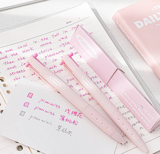 Planwith Triple-Color Gel Ink Clicker Pen 0.5MM