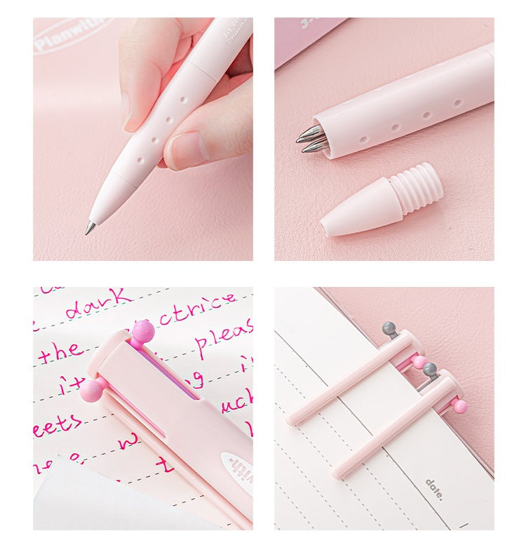 Planwith Triple-Color Gel Ink Clicker Pen 0.5MM
