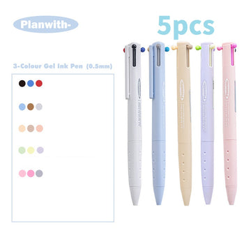 Planwith Triple-Color Gel Ink Clicker Pen 0.5MM