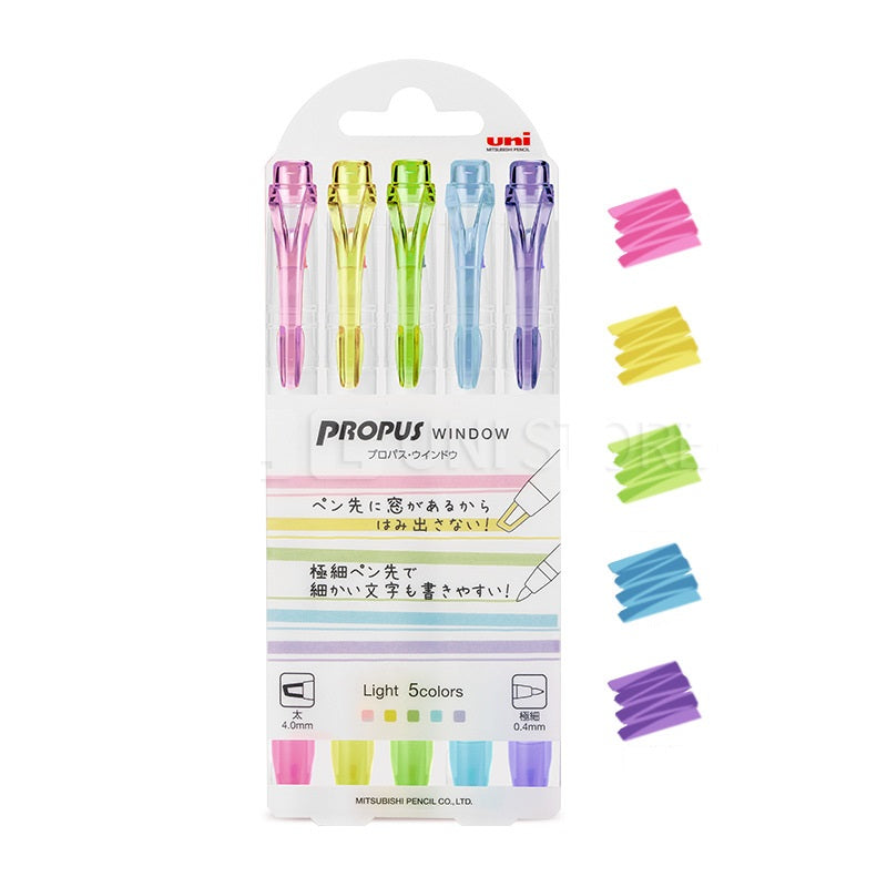 Uni Propus Window Double-Sided Highlighter Pen 5 Color Set Light 5 Color