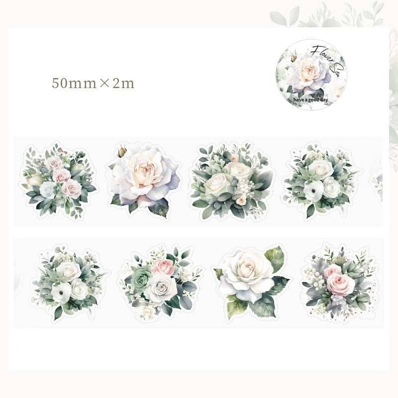 8PCS Sunflower & Rose Floral PET Washi Tape Set  for Journaling DIY