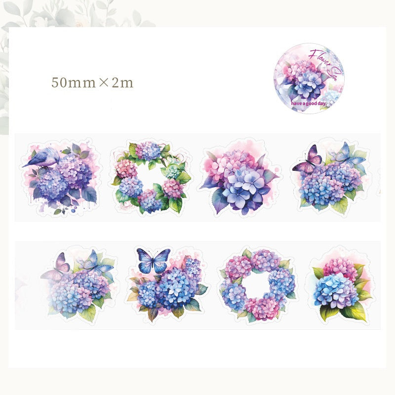 8PCS Sunflower & Rose Floral PET Washi Tape Set  for Journaling DIY