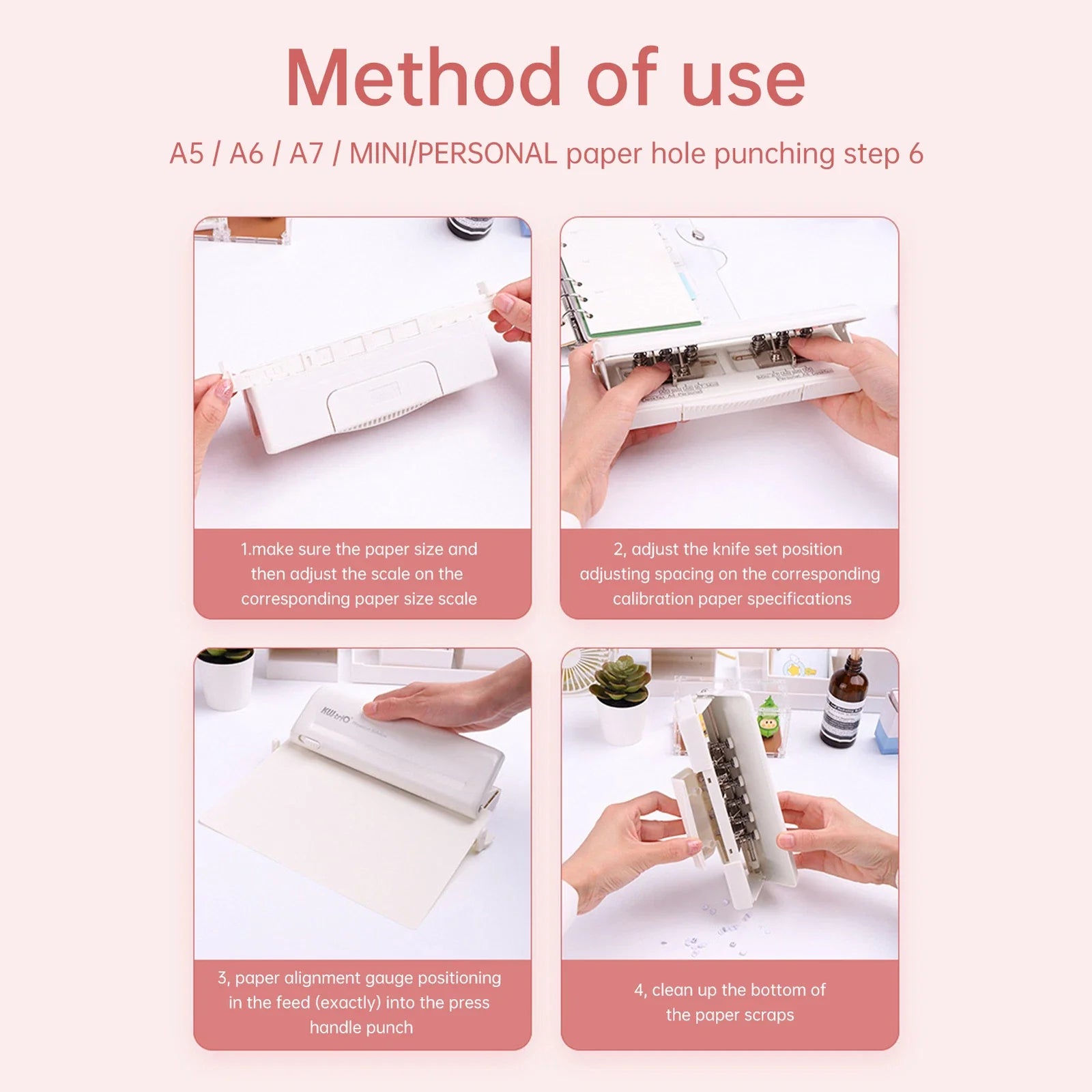 KW-triO Adjustable 6-Hole Desktop Paper Punch