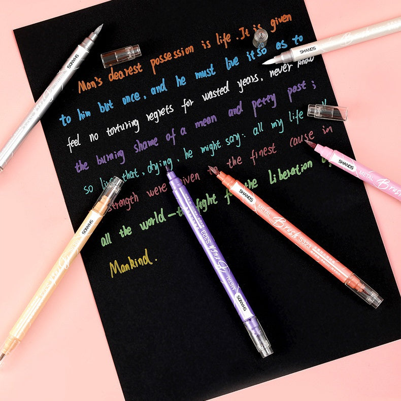 SHANDS 12 Colors Metallic Brush Marker Pens