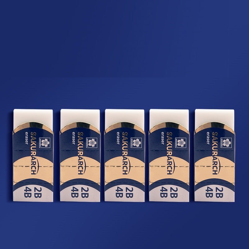 Sakura Arch Erasers, 2B 4B ,5-Pack, White XRAJ-60